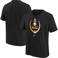 Youth Nike Black Pittsburgh Steelers Icon Football - T-Shirt