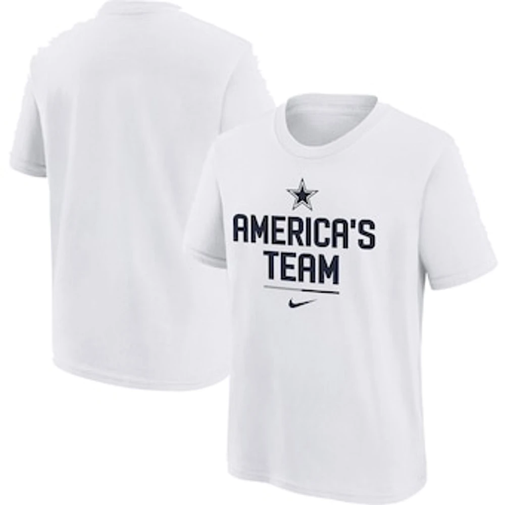 Youth Nike White Dallas Cowboys America's Team Slogan - T-Shirt