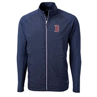 Men's Cutter & Buck Navy Boston Red Sox Big Tall Adapt Eco Knit Full-Zip Jacket
