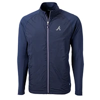 Men's Cutter & Buck Navy Atlanta Braves Big Tall Adapt Eco Knit Full-Zip Jacket