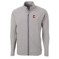 Men's Cutter & Buck Gray Cleveland Guardians Big Tall Adapt Eco Knit Full-Zip Jacket