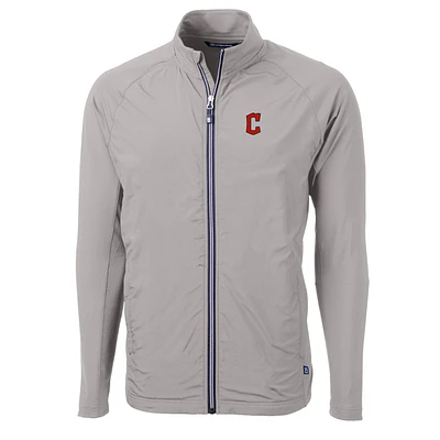Men's Cutter & Buck Gray Cleveland Guardians Big Tall Adapt Eco Knit Full-Zip Jacket