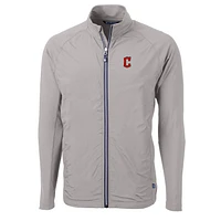 Men's Cutter & Buck Gray Cleveland Guardians Big Tall Adapt Eco Knit Full-Zip Jacket