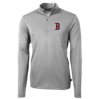 Men's Cutter & Buck Gray Boston Red Sox Big Tall Virtue Eco Pique Quarter-Zip Pullover Jacket