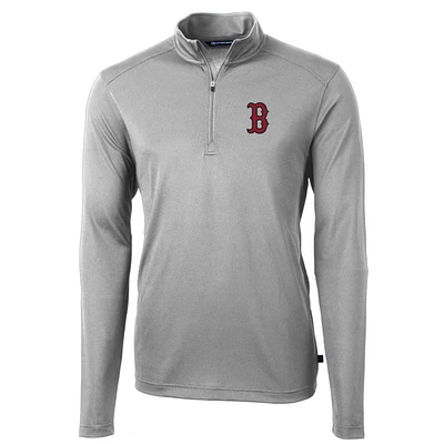 Men's Cutter & Buck Gray Boston Red Sox Big Tall Virtue Eco Pique Quarter-Zip Pullover Jacket