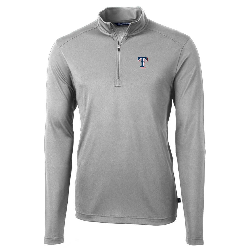 Men's Cutter & Buck Gray Texas Rangers Big & Tall Virtue Eco Pique Quarter-Zip Pullover Jacket