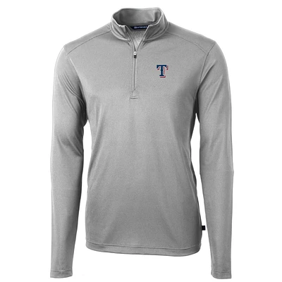 Men's Cutter & Buck Gray Texas Rangers Big & Tall Virtue Eco Pique Quarter-Zip Pullover Jacket