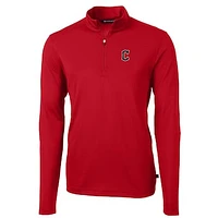 Men's Cutter & Buck Red Cleveland Guardians Big Tall Virtue Eco Pique Quarter-Zip Pullover Jacket