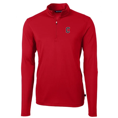 Men's Cutter & Buck Red Cleveland Guardians Big Tall Virtue Eco Pique Quarter-Zip Pullover Jacket