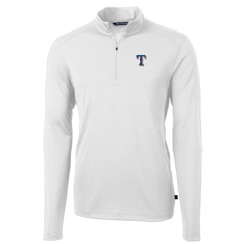 Men's Cutter & Buck Texas Rangers Big & Tall Virtue Eco Pique Quarter-Zip Pullover Jacket