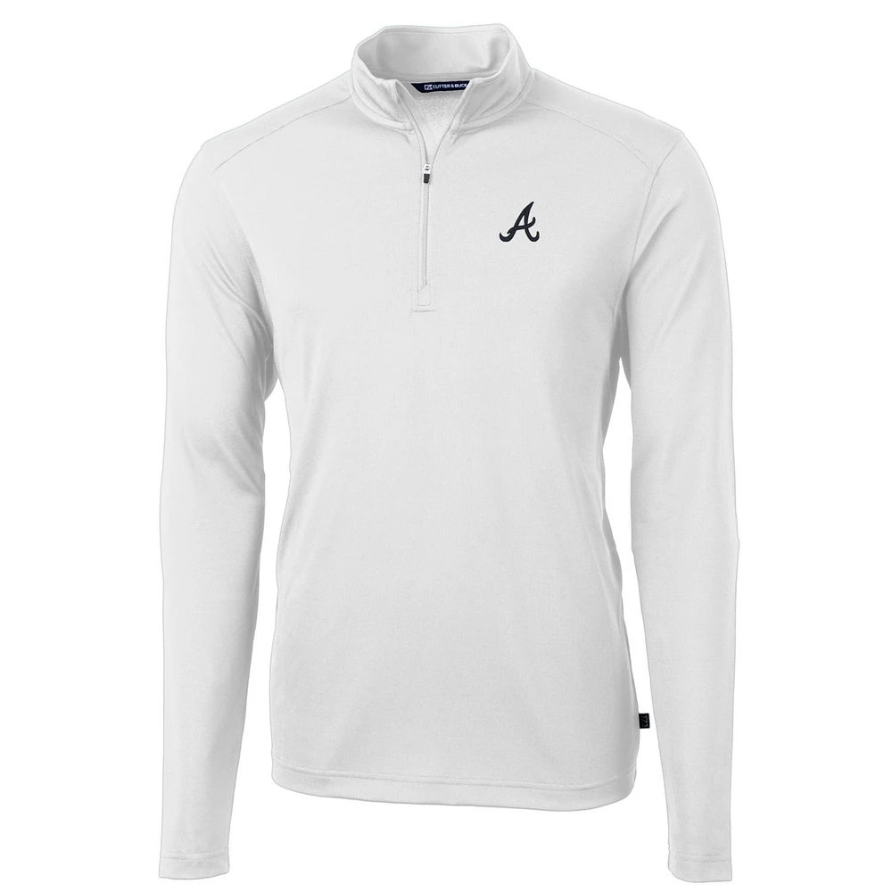 Men's Cutter & Buck Atlanta Braves Big & Tall Virtue Eco Pique Quarter-Zip Pullover Jacket
