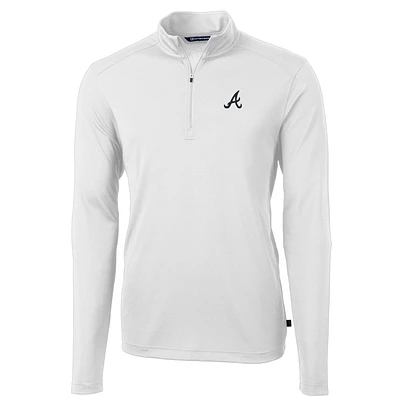 Men's Cutter & Buck Atlanta Braves Big & Tall Virtue Eco Pique Quarter-Zip Pullover Jacket