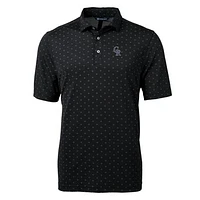 Men's Cutter & Buck Black Colorado Rockies Big & Tall Virtue Eco Pique Tile Print Polo