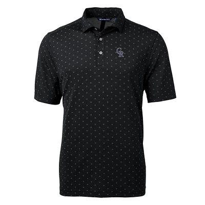 Men's Cutter & Buck Black Colorado Rockies Big & Tall Virtue Eco Pique Tile Print Polo