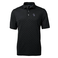 Men's Cutter & Buck Black Colorado Rockies Big & Tall Virtue Eco Pique Tile Print Polo