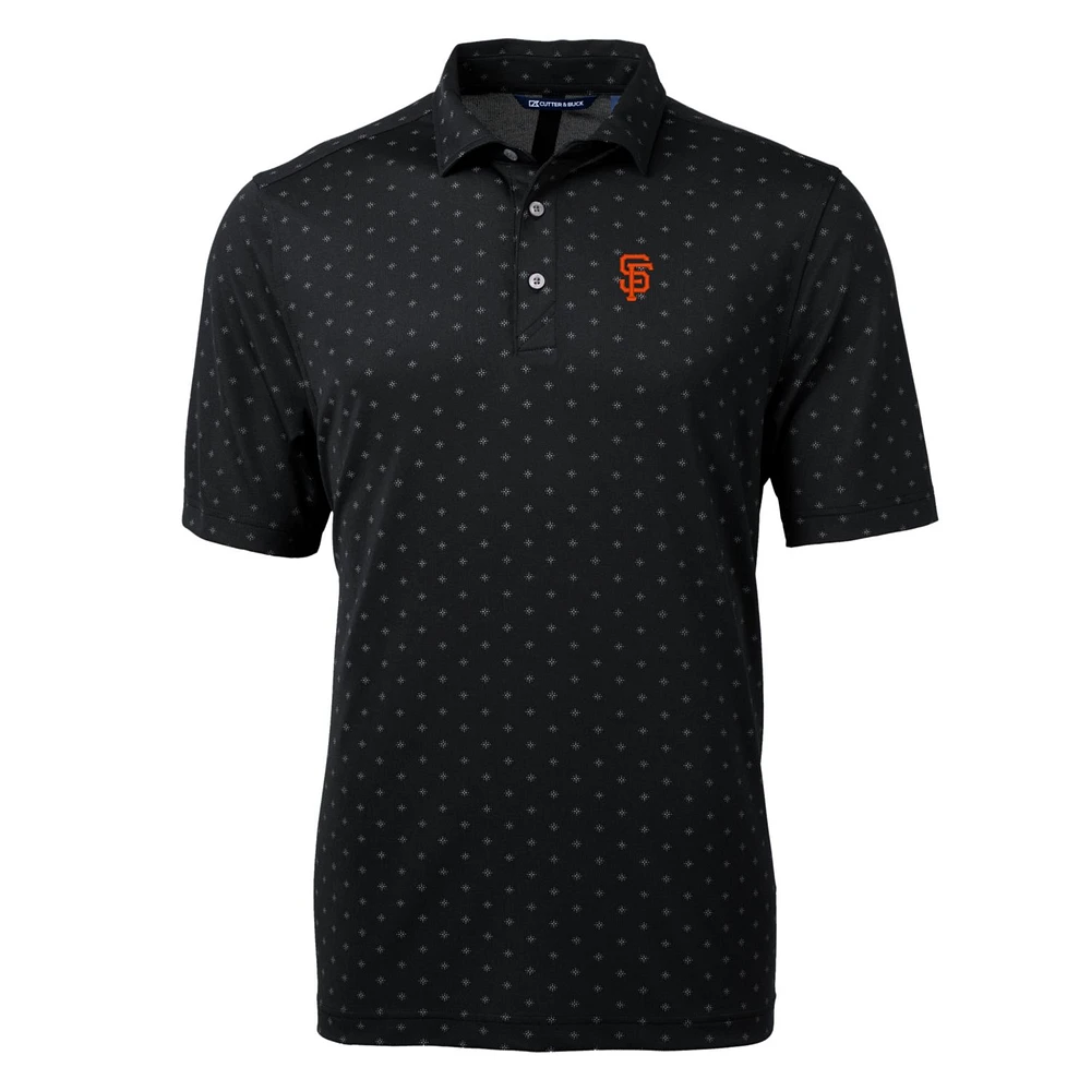 Men's Cutter & Buck Black San Francisco Giants Big Tall Virtue Eco Pique Tile Print Polo