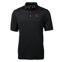 Men's Cutter & Buck Black Cincinnati Reds Big Tall Virtue Eco Pique Tile Print Polo