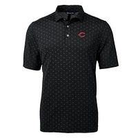 Men's Cutter & Buck Black Cincinnati Reds Big Tall Virtue Eco Pique Tile Print Polo