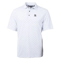 Men's Cutter & Buck White New York Yankees Big Tall Virtue Eco Pique Tile Print Polo
