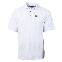 Men's Cutter & Buck White New York Yankees Big Tall Virtue Eco Pique Tile Print Polo