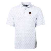 Men's Cutter & Buck White New York Mets Big Tall Virtue Eco Pique Tile Print Polo