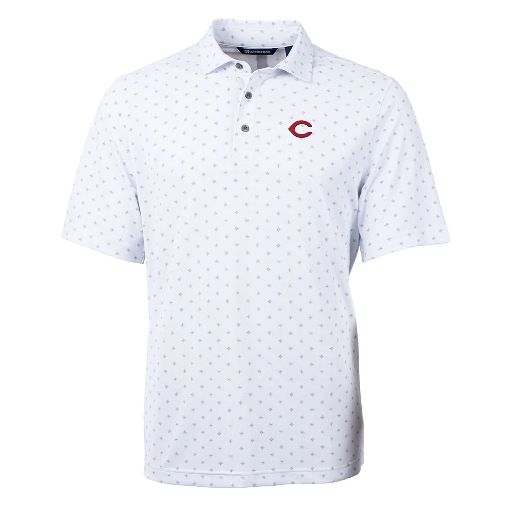 Men's Cutter & Buck White Cincinnati Reds Big Tall Virtue Eco Pique Tile Print Polo