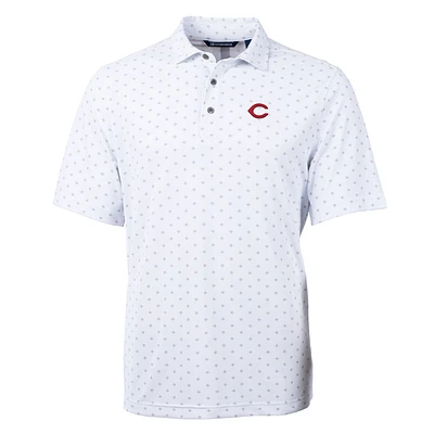 Men's Cutter & Buck White Cincinnati Reds Big Tall Virtue Eco Pique Tile Print Polo