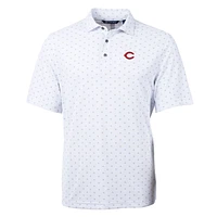 Men's Cutter & Buck White Cincinnati Reds Big Tall Virtue Eco Pique Tile Print Polo