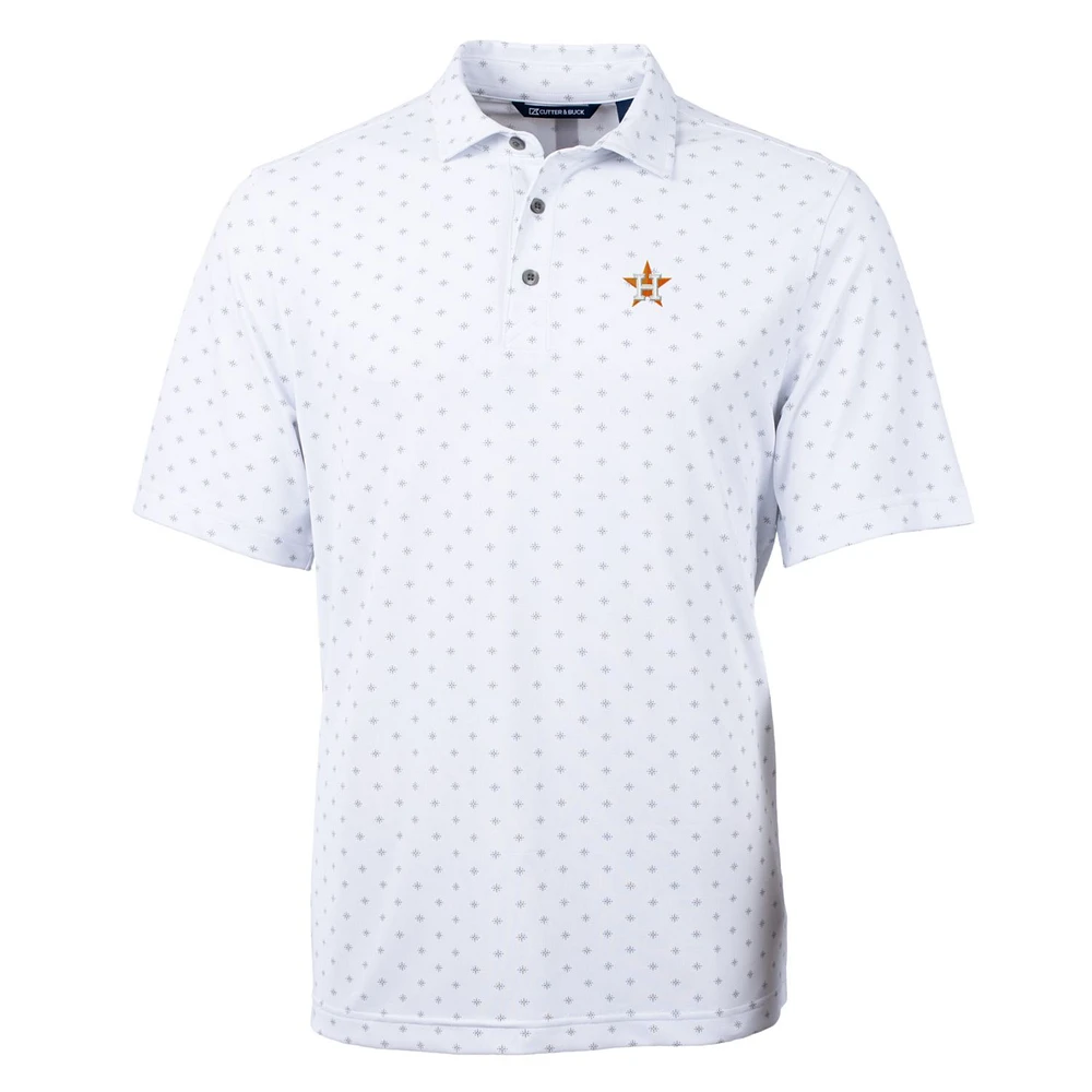 Men's Cutter & Buck White Houston Astros Big Tall Virtue Eco Pique Tile Print Polo