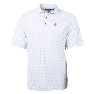 Men's Cutter & Buck White Houston Astros Big Tall Virtue Eco Pique Tile Print Polo