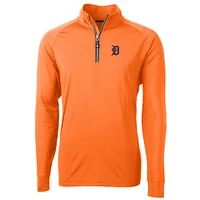 Men's Cutter & Buck Orange Detroit Tigers Adapt Eco Knit Stretch Recycled Quarter-Zip Pullover Jacket