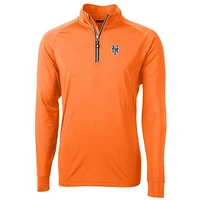 Men's Cutter & Buck Orange New York Mets Adapt Eco Knit Stretch Recycled Quarter-Zip Pullover Jacket