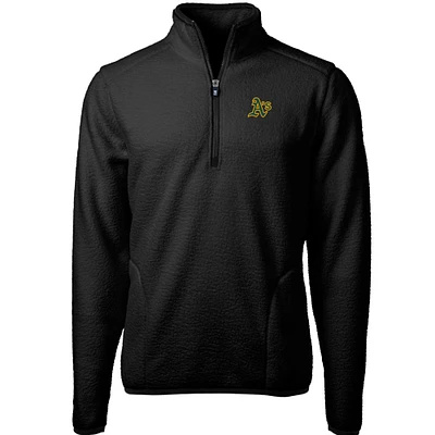 Men's Cutter & Buck Black Athletics Cascade Eco Sherpa Fleece Quarter-Zip Pullover Jacket