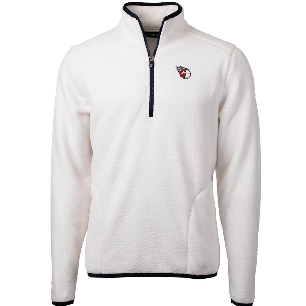 Men's Cutter & Buck Navy Cleveland Guardians Cascade Eco Sherpa Fleece Quarter-Zip Pullover Jacket