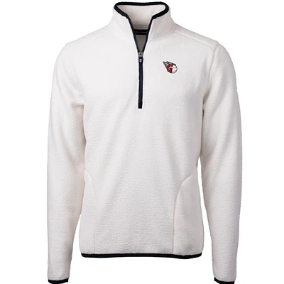 Men's Cutter & Buck Navy Cleveland Guardians Cascade Eco Sherpa Fleece Quarter-Zip Pullover Jacket