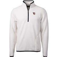 Men's Cutter & Buck Navy Cleveland Guardians Cascade Eco Sherpa Fleece Quarter-Zip Pullover Jacket