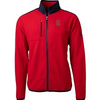 Men's Cutter & Buck Red/Navy Cleveland Guardians Cascade Eco Sherpa Fleece Full-Zip Jacket
