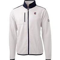 Men's Cutter & Buck White/Navy Chicago Cubs Cascade Eco Sherpa Fleece Full-Zip Jacket