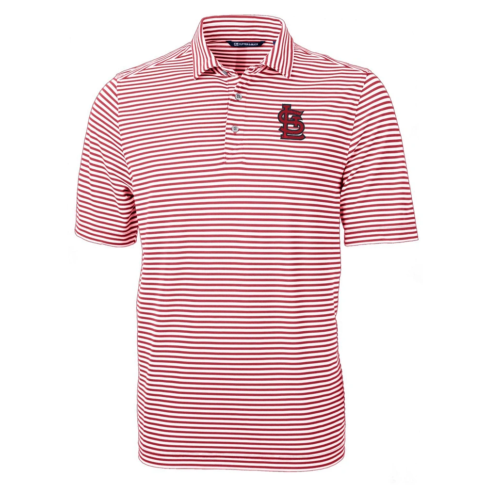 Men's Cutter & Buck Red St. Louis Cardinals Virtue Eco Pique Stripe Recycled Polo