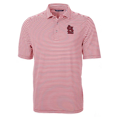 Men's Cutter & Buck Red St. Louis Cardinals Virtue Eco Pique Stripe Recycled Polo