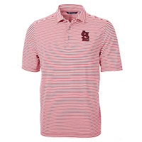 Men's Cutter & Buck Red St. Louis Cardinals Virtue Eco Pique Stripe Recycled Polo