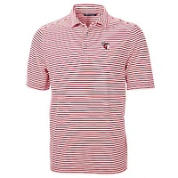Men's Cutter & Buck Red Cleveland Guardians Virtue Eco Pique Stripe Recycled Polo