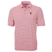 Men's Cutter & Buck Red Cleveland Guardians Virtue Eco Pique Stripe Recycled Polo