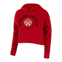 Women's Nike Red Canada Soccer Campus Crop Pullover - Hoodie