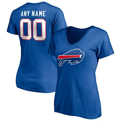Women's Royal Buffalo Bills Team Authentic Personalized Name & Number V-Neck T-Shirt