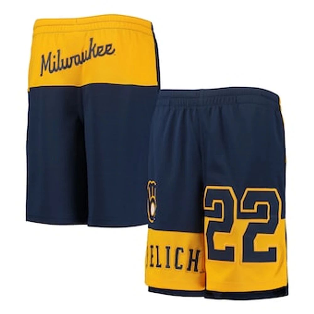 Youth Christian Yelich Navy Milwaukee Brewers Pandemonium Name & Number Shorts