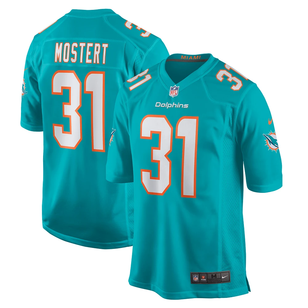 Men's Nike Raheem Mostert Aqua Miami Dolphins Game Jersey