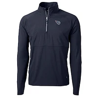 Men's Cutter & Buck Navy Tennessee Titans Adapt Eco Knit Hybrid Recycled Quarter-Zip Raglan Jacket