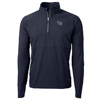 Men's Cutter & Buck Navy Tennessee Titans Adapt Eco Knit Hybrid Recycled Quarter-Zip Raglan Jacket