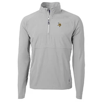 Men's Cutter & Buck Gray Minnesota Vikings Adapt Eco Knit Hybrid Recycled Quarter-Zip Raglan Jacket